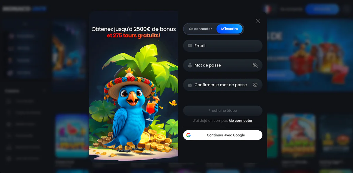 S'inscrire sur Casino JackMonaco