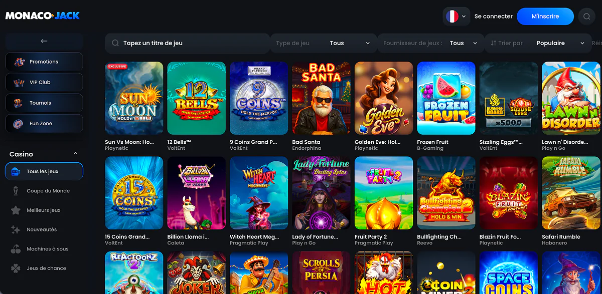 MonacoJack Fracne Page des jeux